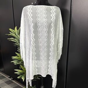 Ana & Rose Sheer Lace butterfly/fringe sleeve swim coverup, lightweight,summer